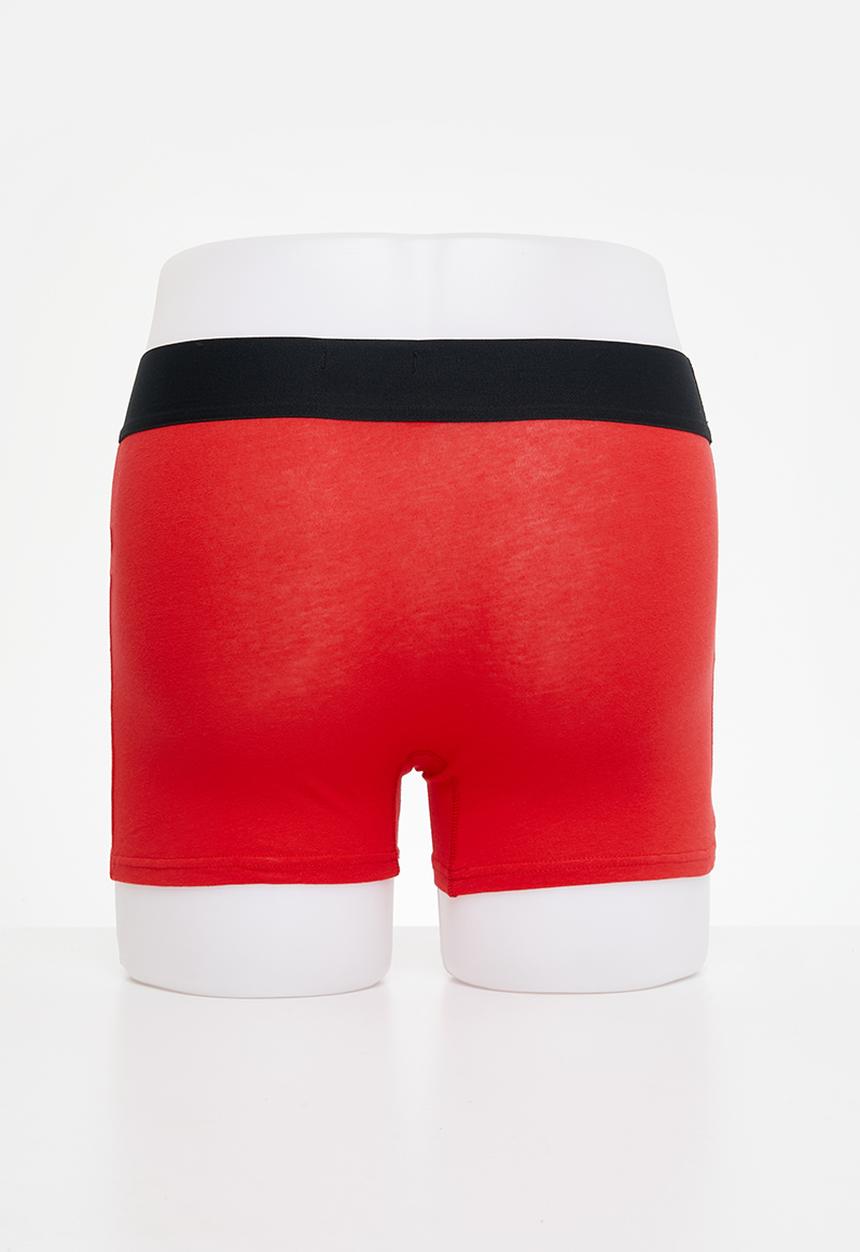 Replay - Replay Boxer Style 2 T/C Cuff 3D Logo 2 Pack Box - Red & Black