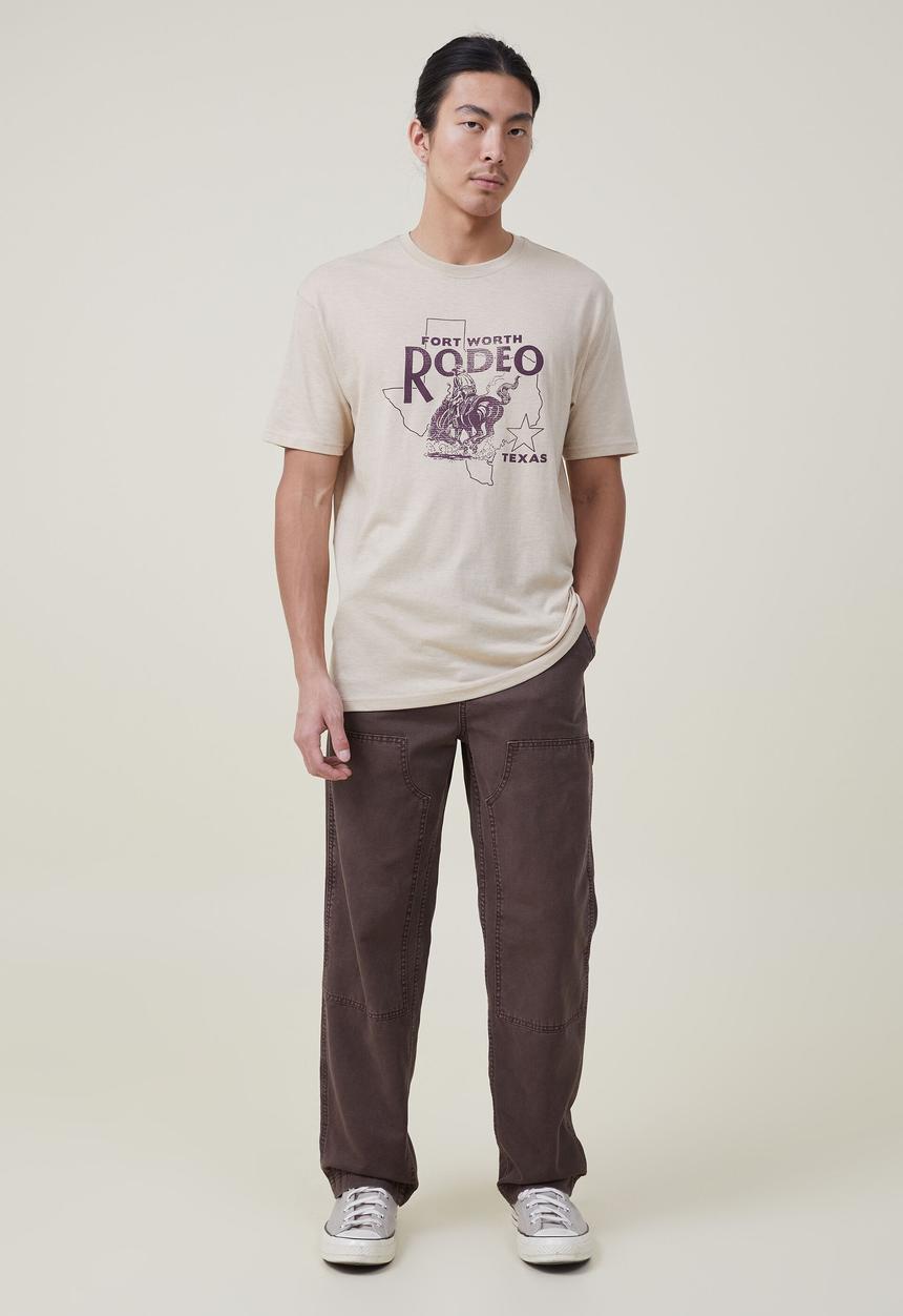 Cotton On - Loose fit souvenir T-shirt - stone clay/fort worth