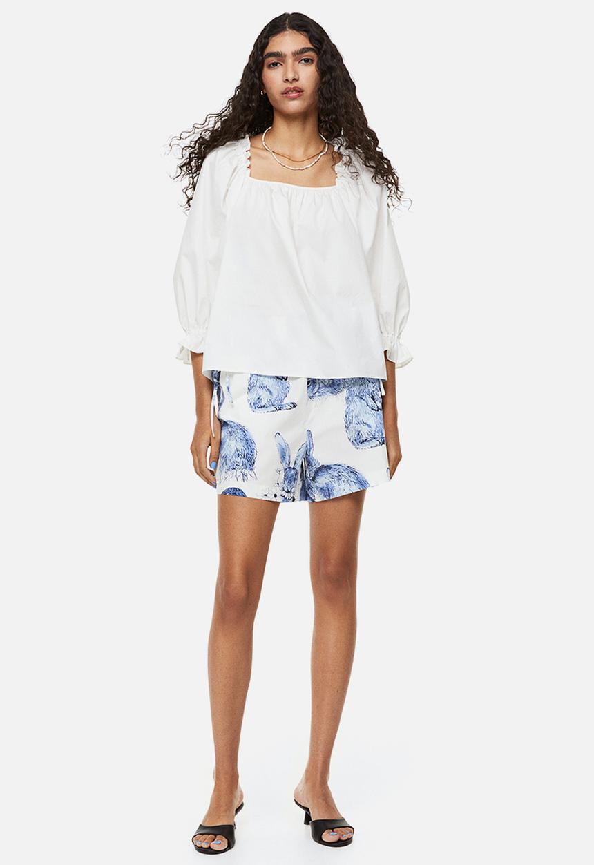 H&M - Frill-trimmed cotton blouse - white