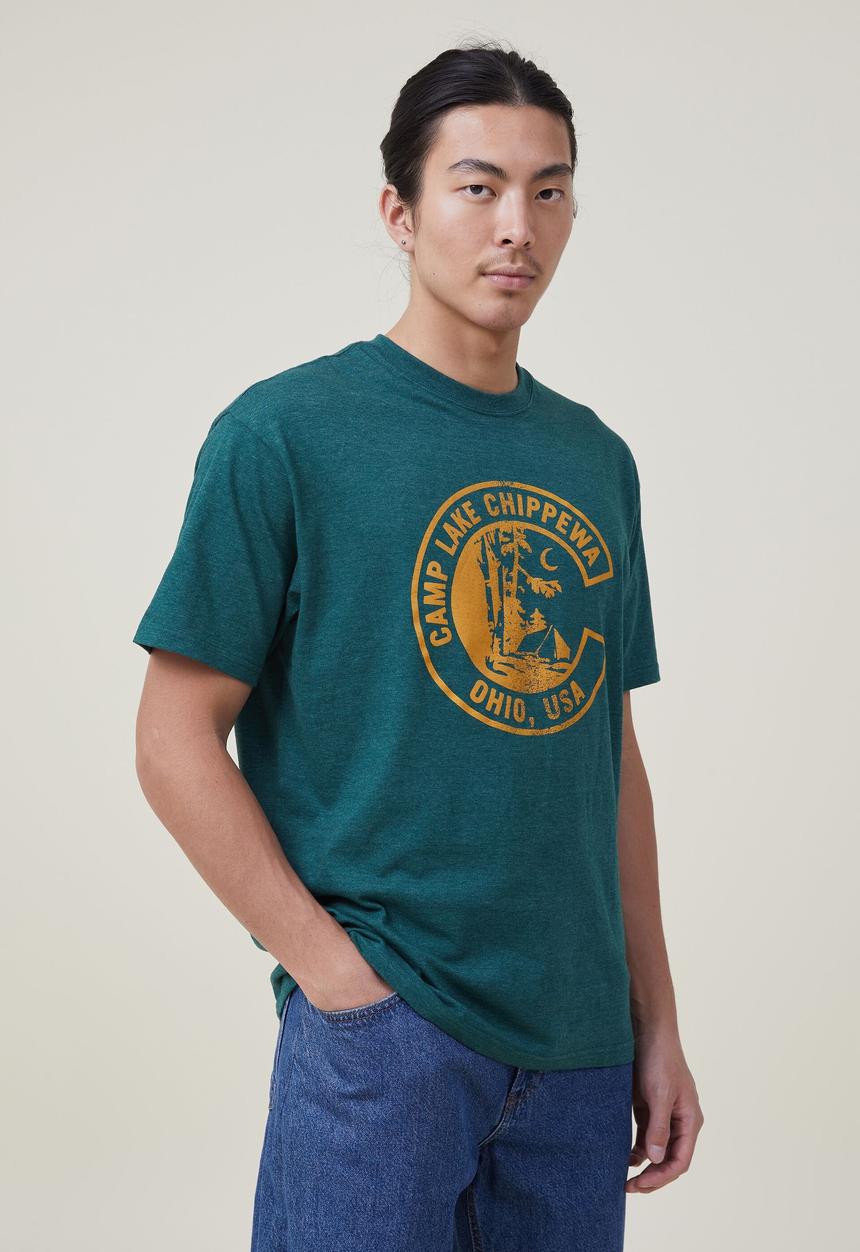 Cotton On - Loose fit souvenir T-shirt - evergreen/chippewa