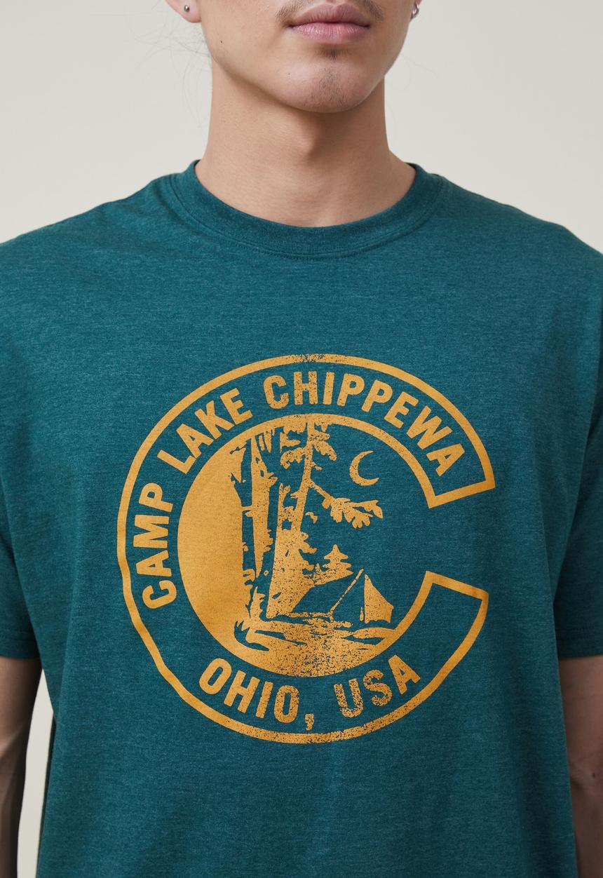 Cotton On - Loose fit souvenir T-shirt - evergreen/chippewa