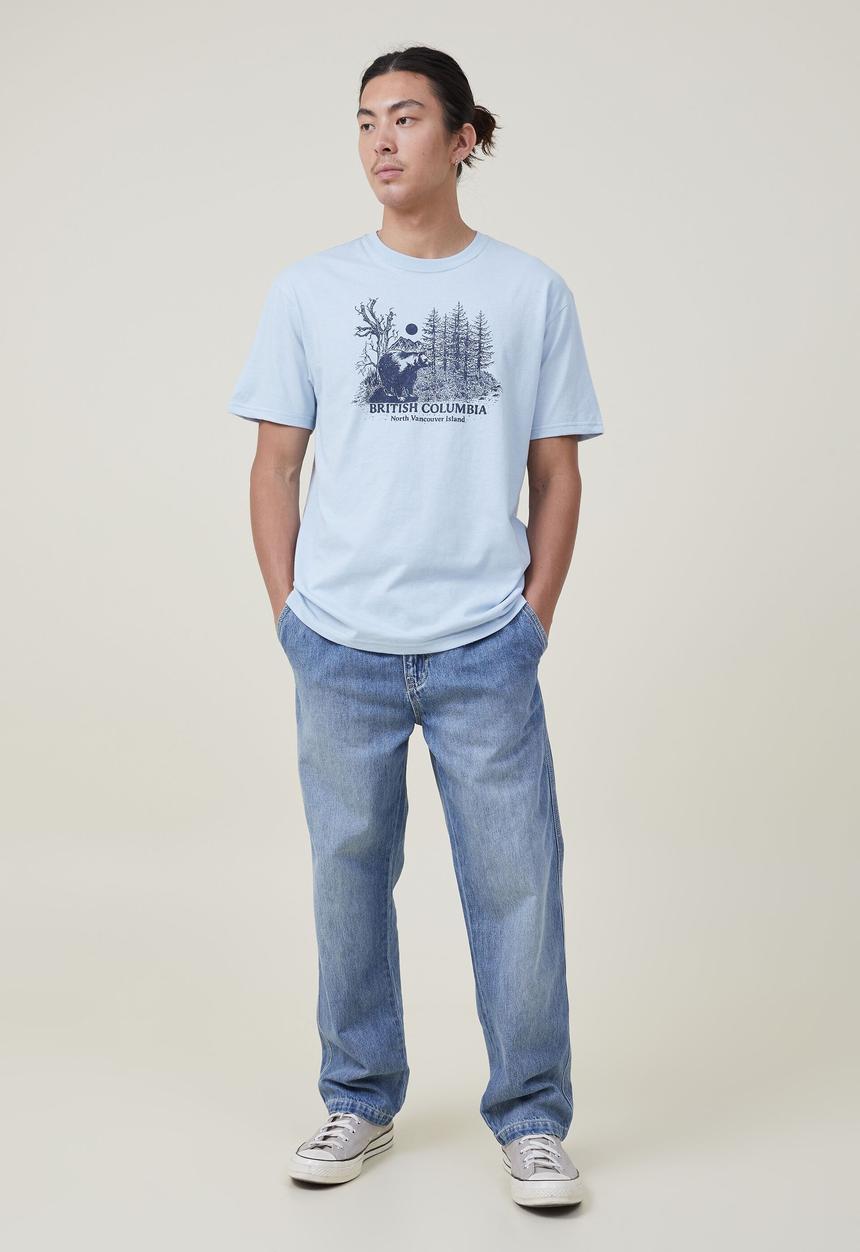 Cotton On - Loose fit souvenir T-shirt - blue mist/camelback mountain