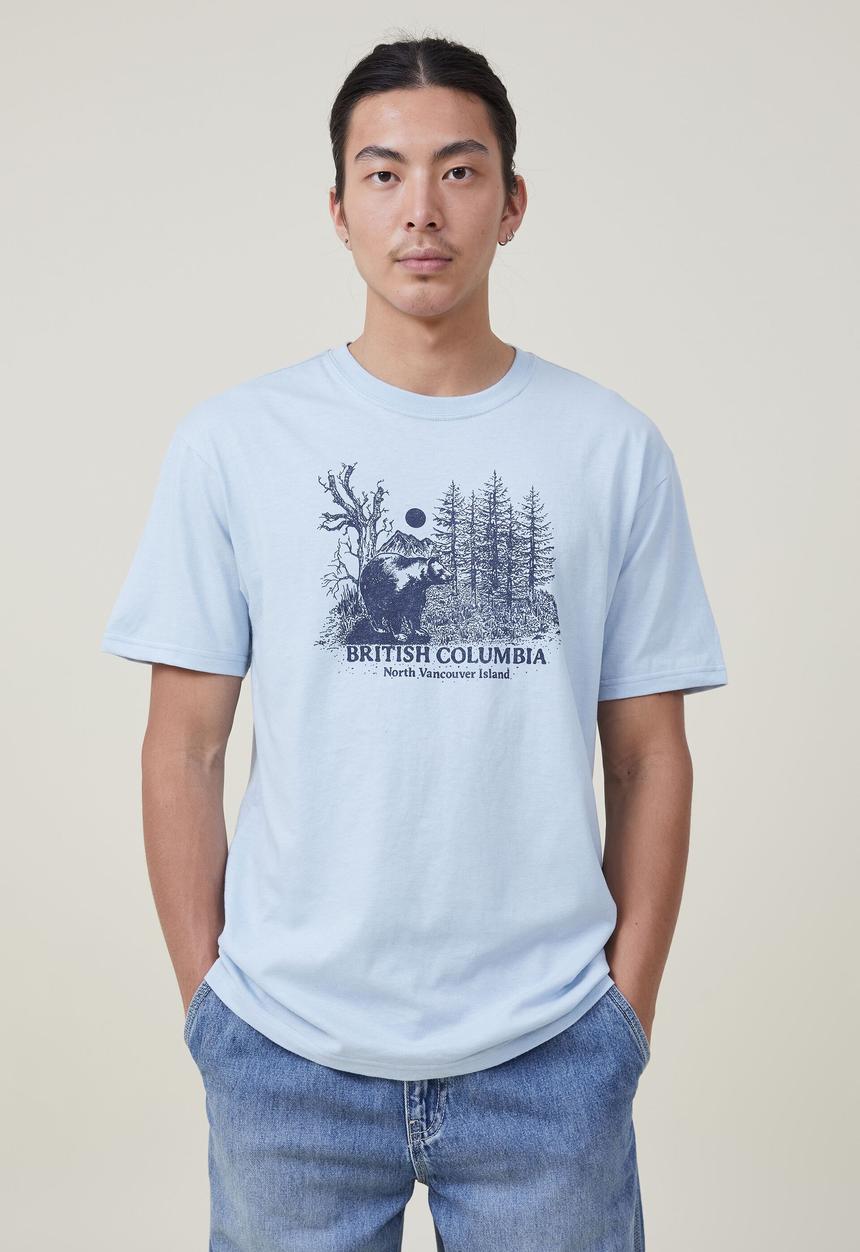 Cotton On - Loose fit souvenir T-shirt - blue mist/camelback mountain