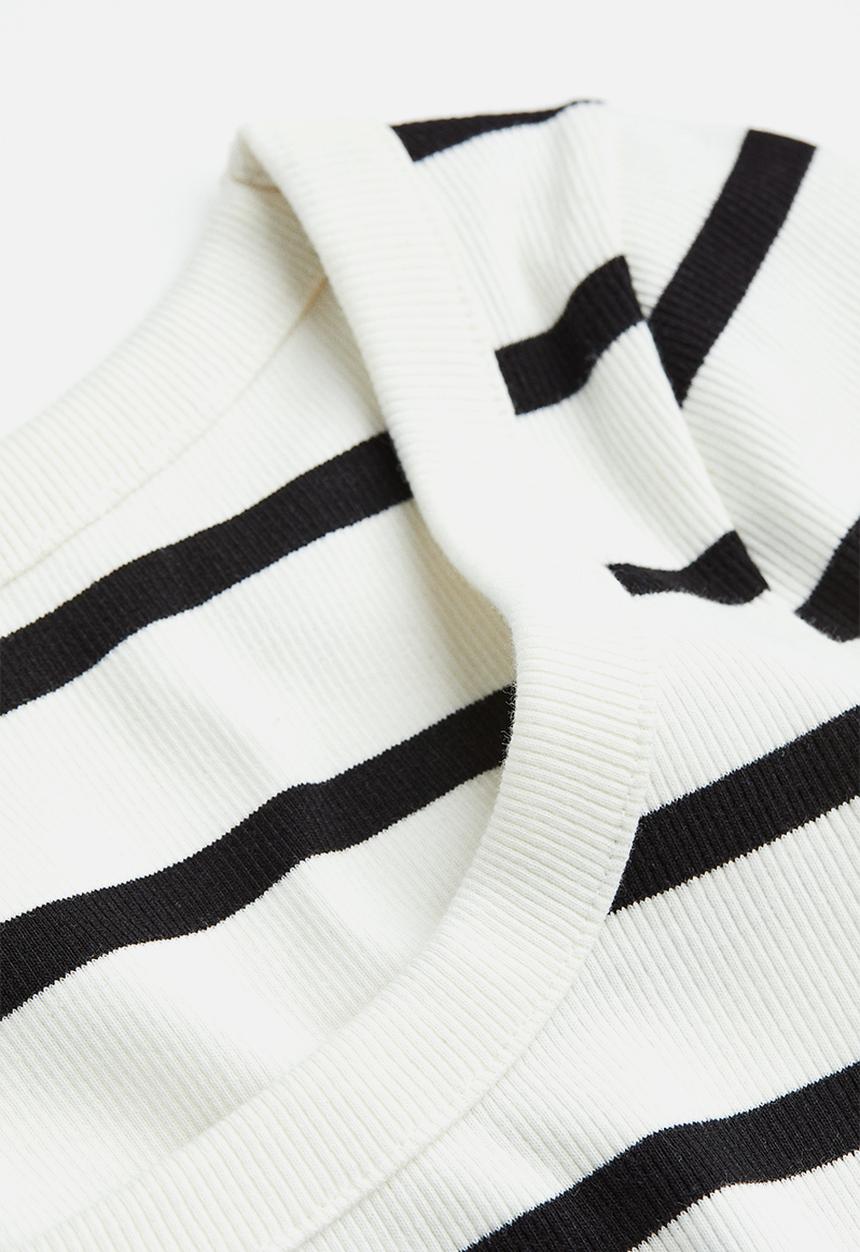 H&M - Ribbed cropped top - white