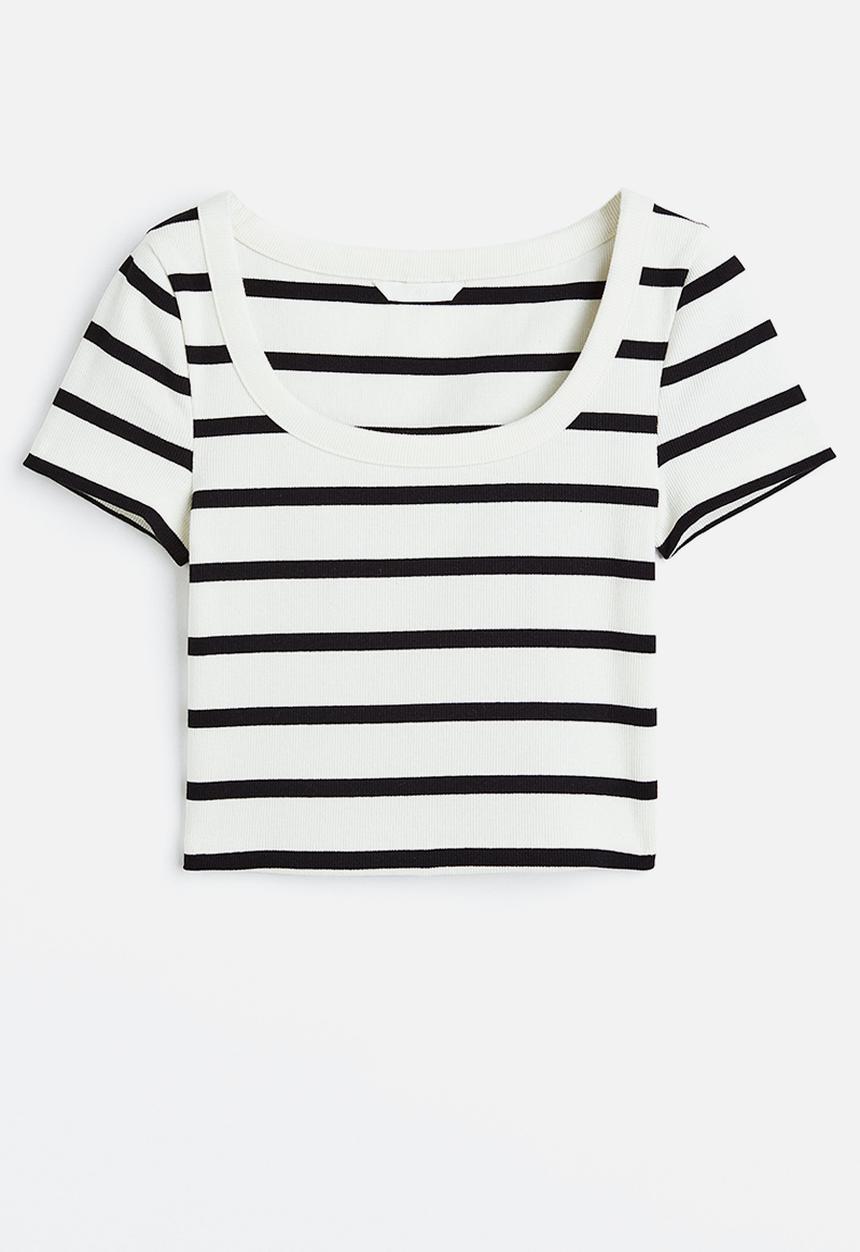 H&M - Ribbed cropped top - white