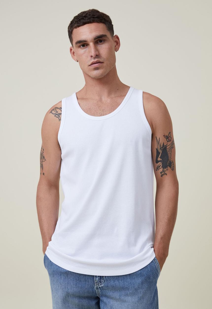 Cotton On - Loose fit rib tank - white