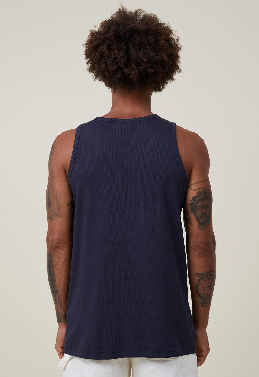 Loose fit rib tank - true navy