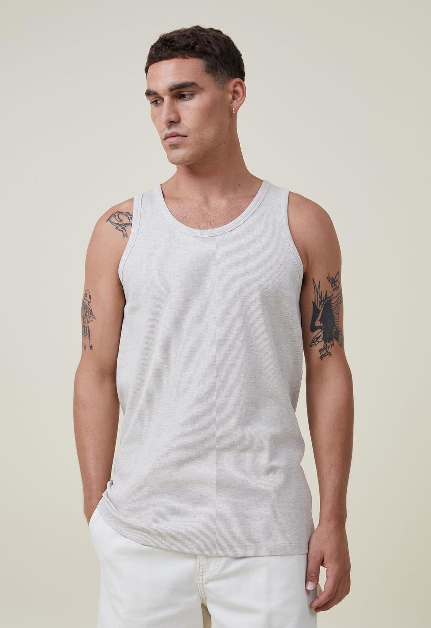 Cotton On - Loose fit rib tank - oatmeal marle