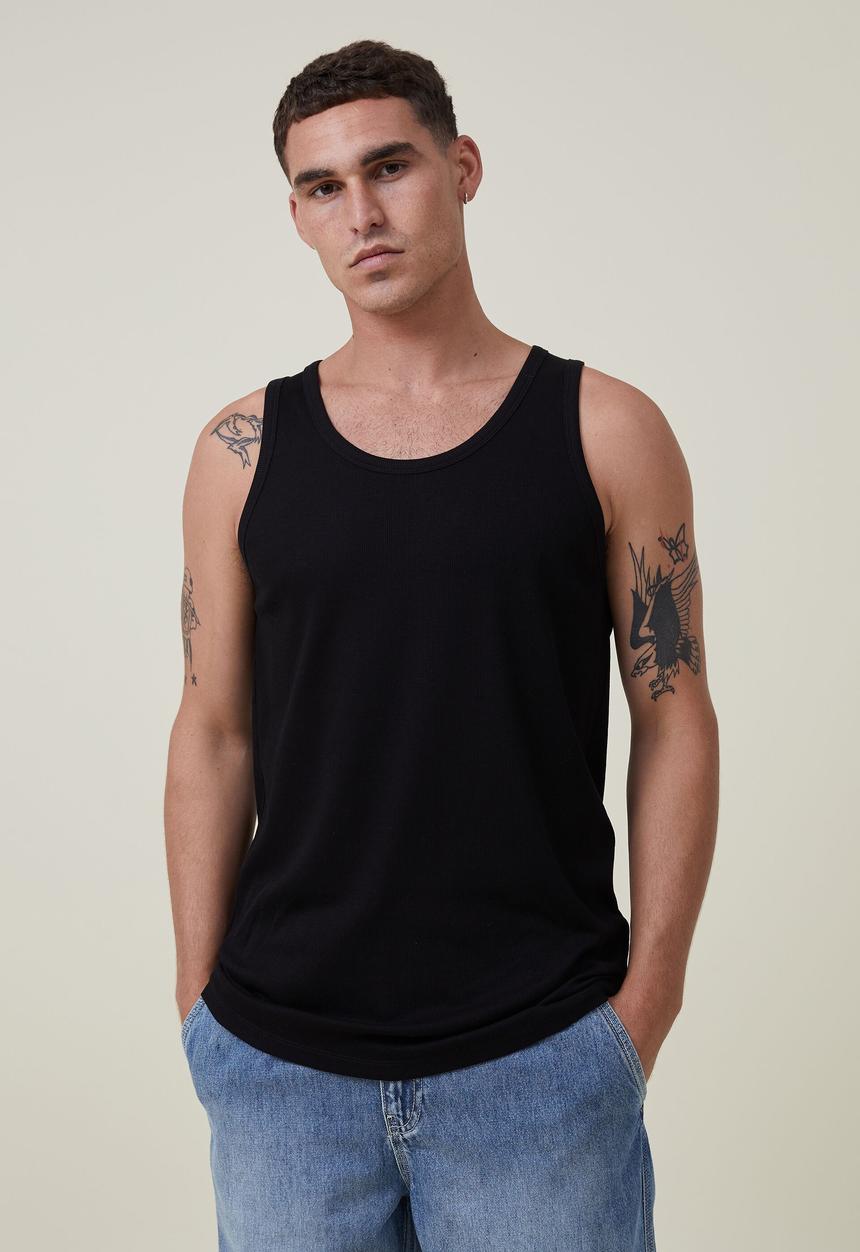 Cotton On - Loose fit rib tank - black