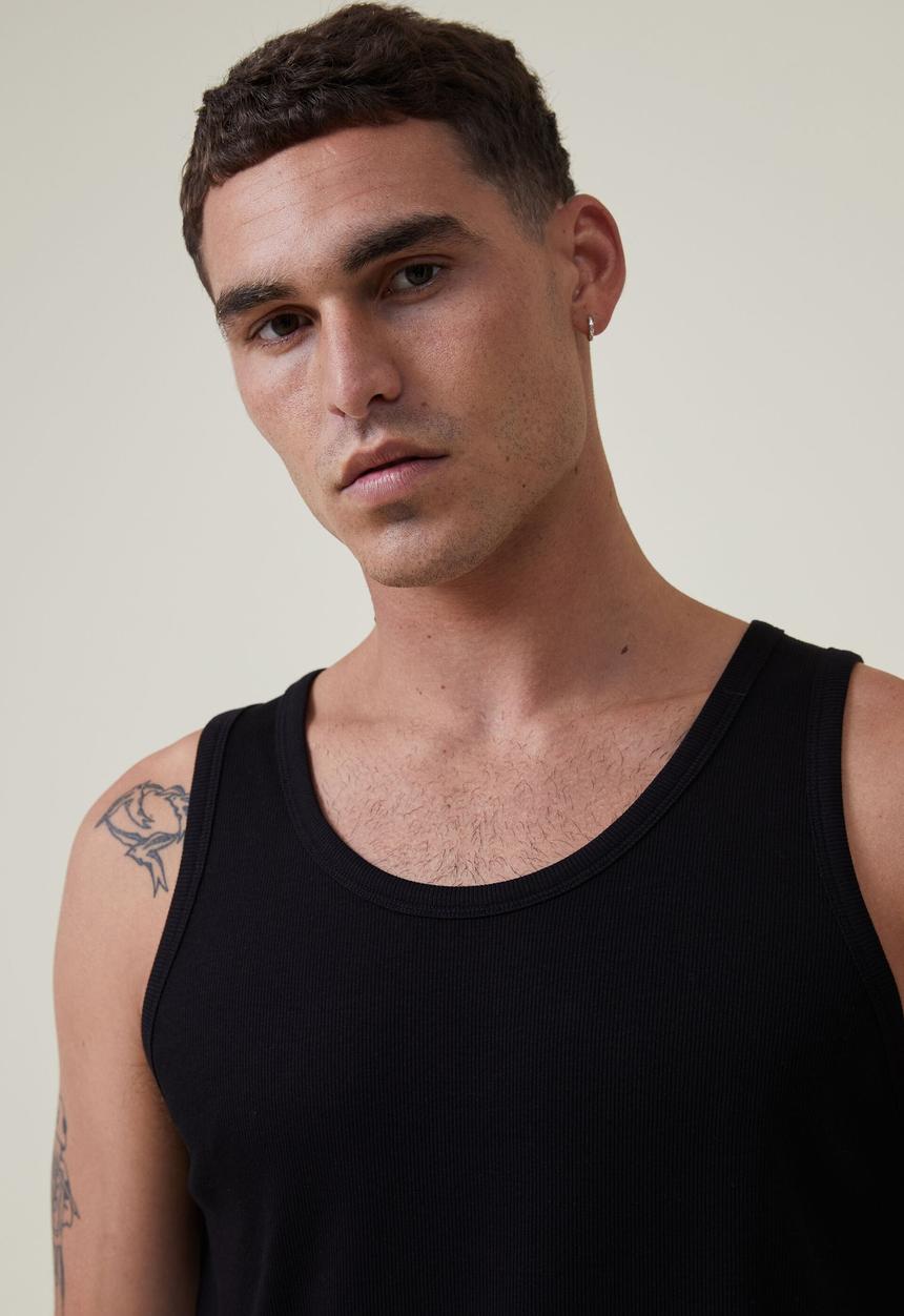 Cotton On - Loose fit rib tank - black