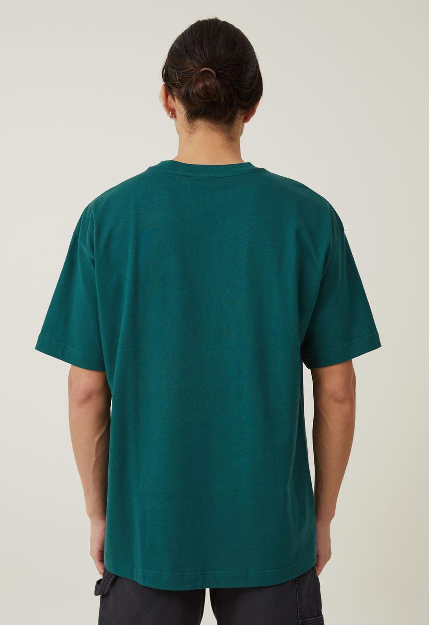 Cotton On - Heavy weight graphic T-shirt - evergreen/mt fuji hiking