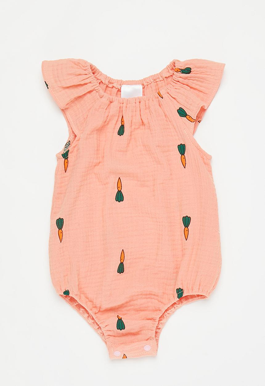 Pop Candy - Ruffle sleeve bodysuit - pink & green