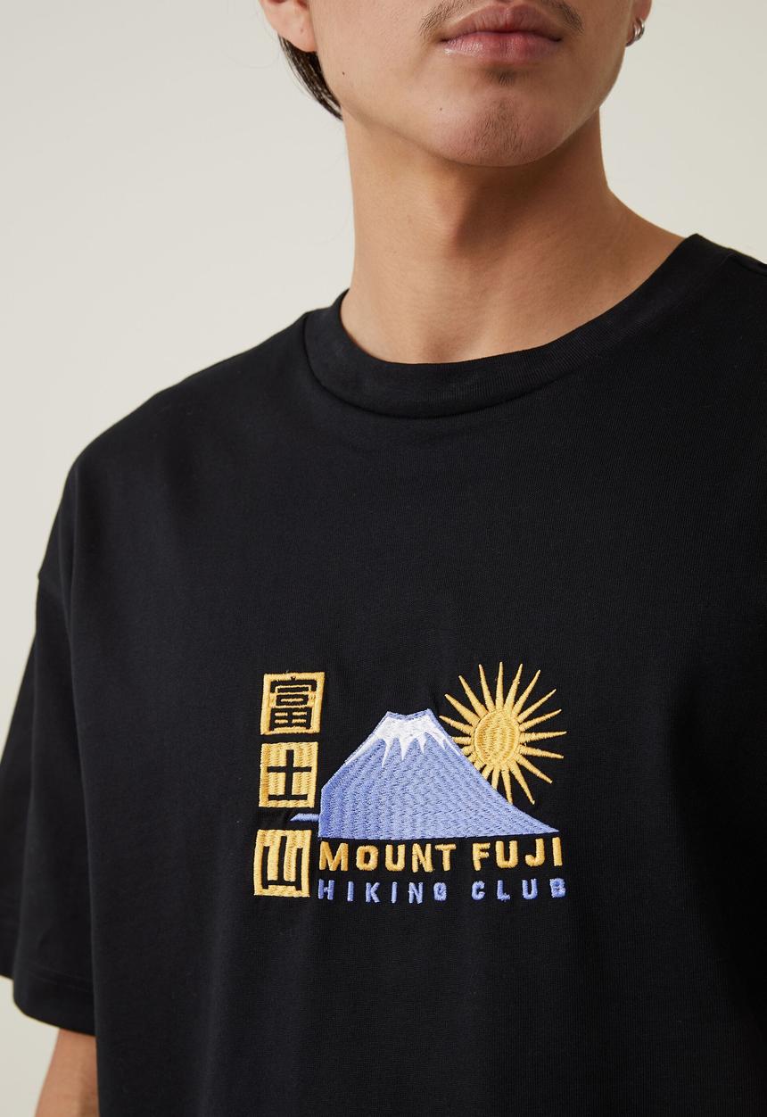 Cotton On - Heavy weight graphic T-shirt - black/mount fuji