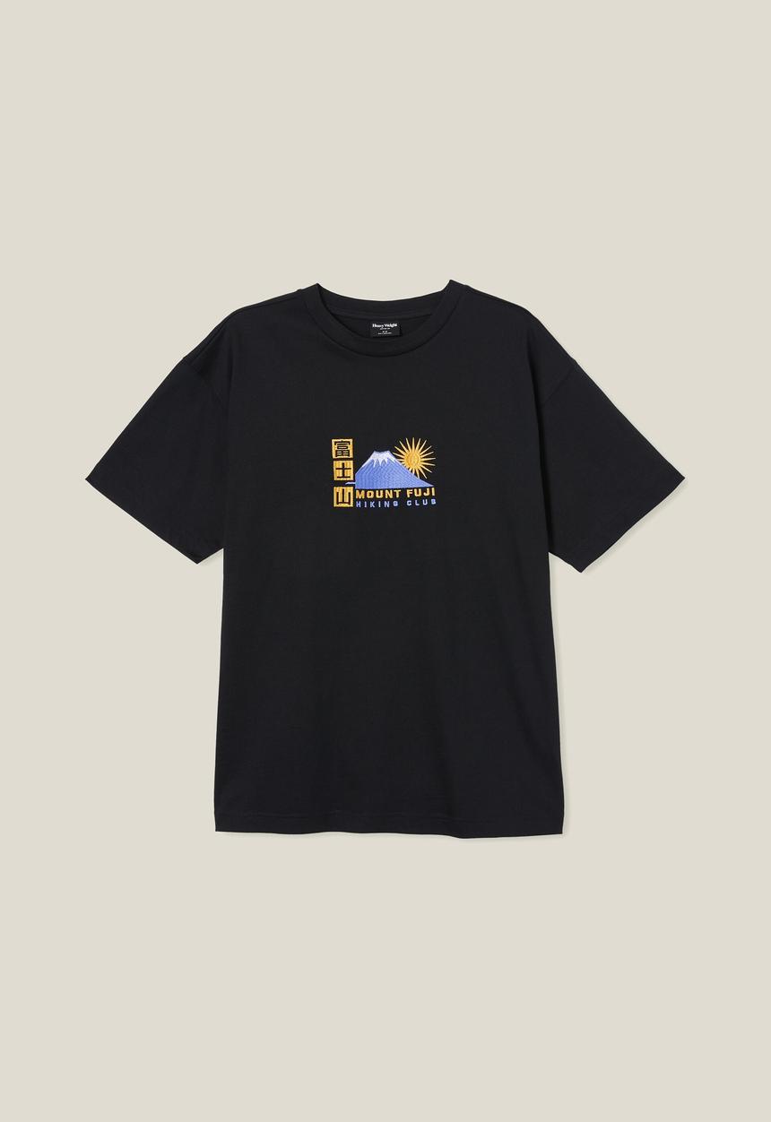 Cotton On - Heavy weight graphic T-shirt - black/mount fuji