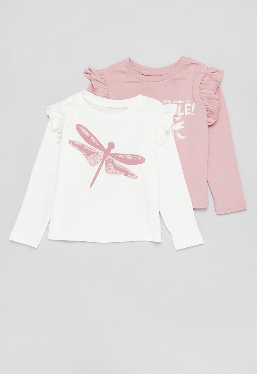 Pop Candy - 2 Pack graphic tees - pink & white