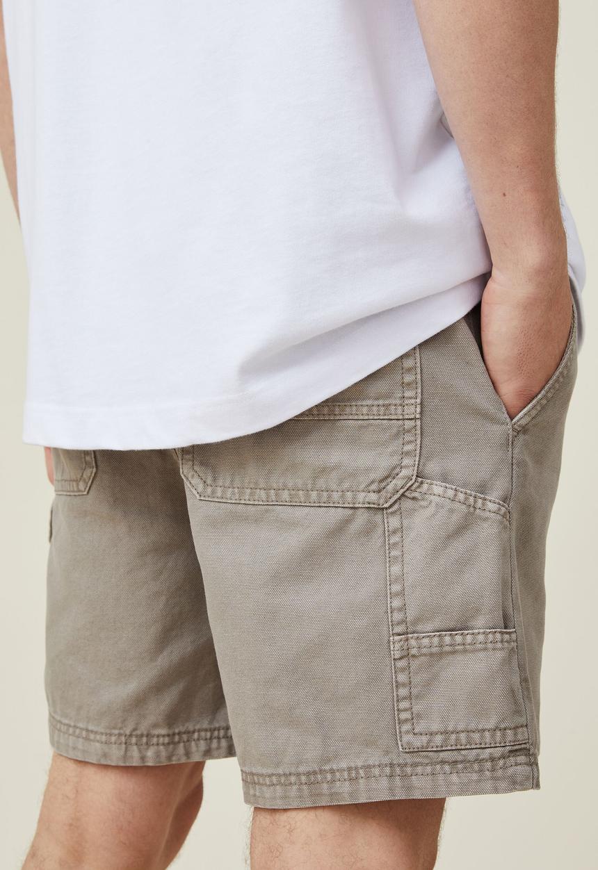 Cotton On - Worker chino short - washed oatmeal carpenter