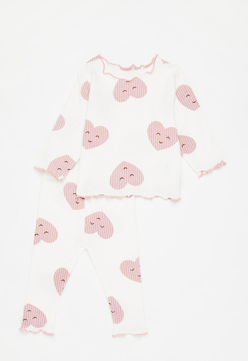 Pop Candy - Girls pj set - pink & white
