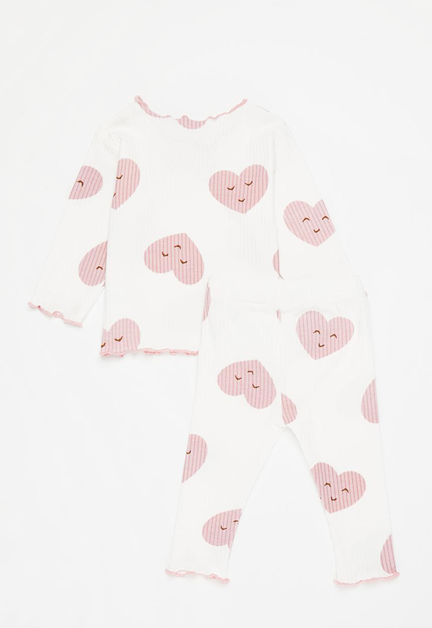 Pop Candy - Girls pj set - pink & white