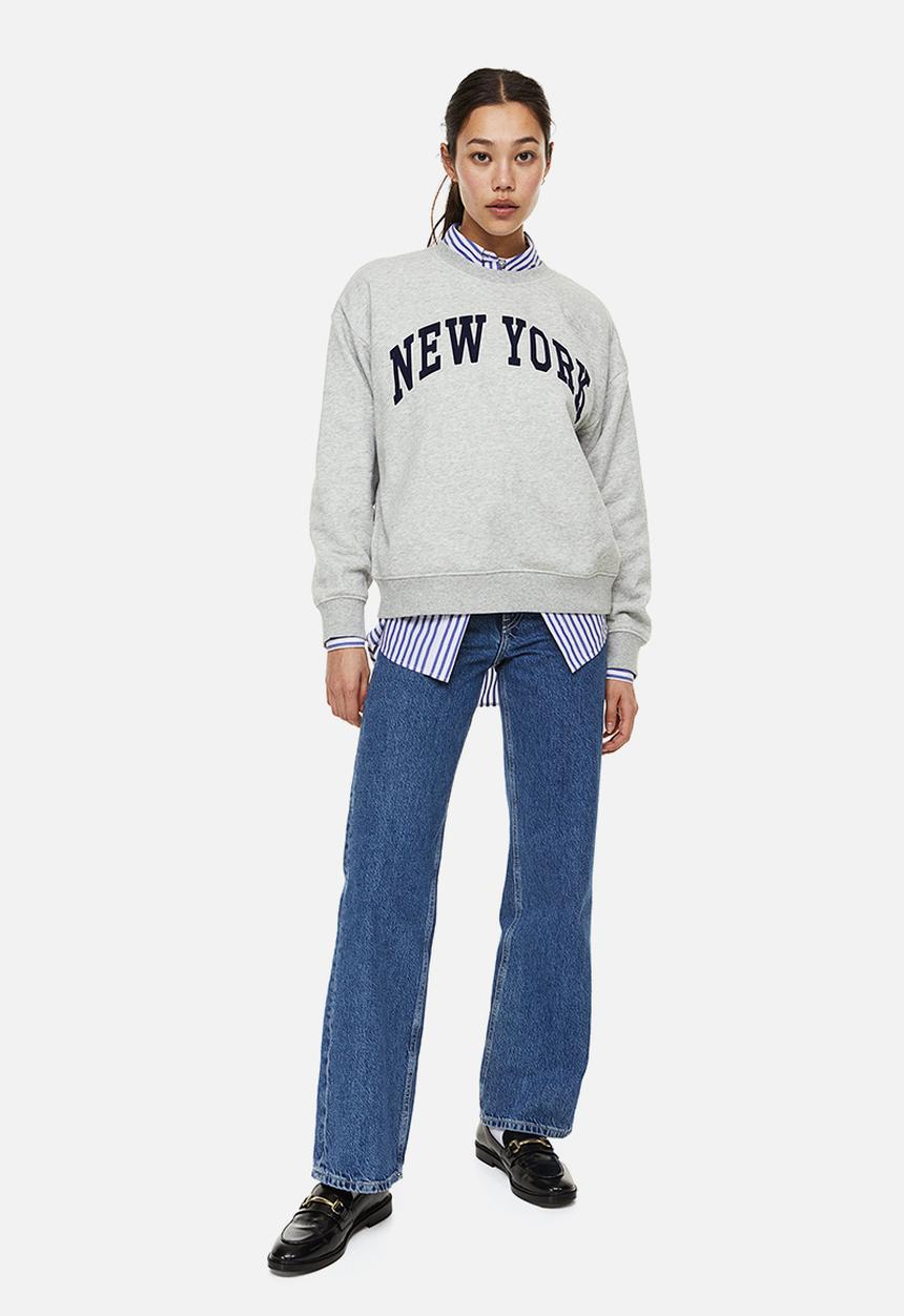 H&M - Printed sweatshirt - light grey marl/new york 