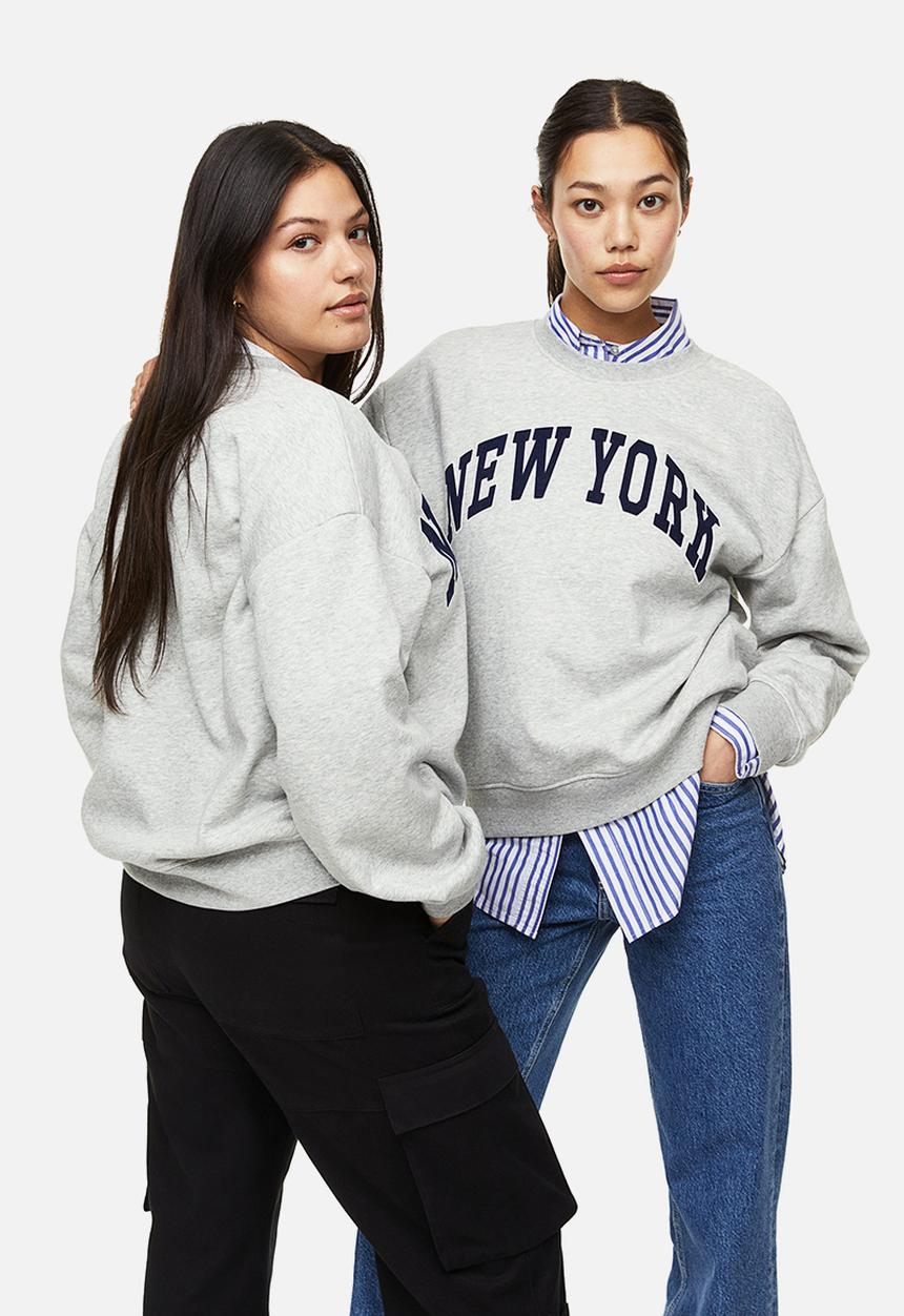 H&M - Printed sweatshirt - light grey marl/new york 