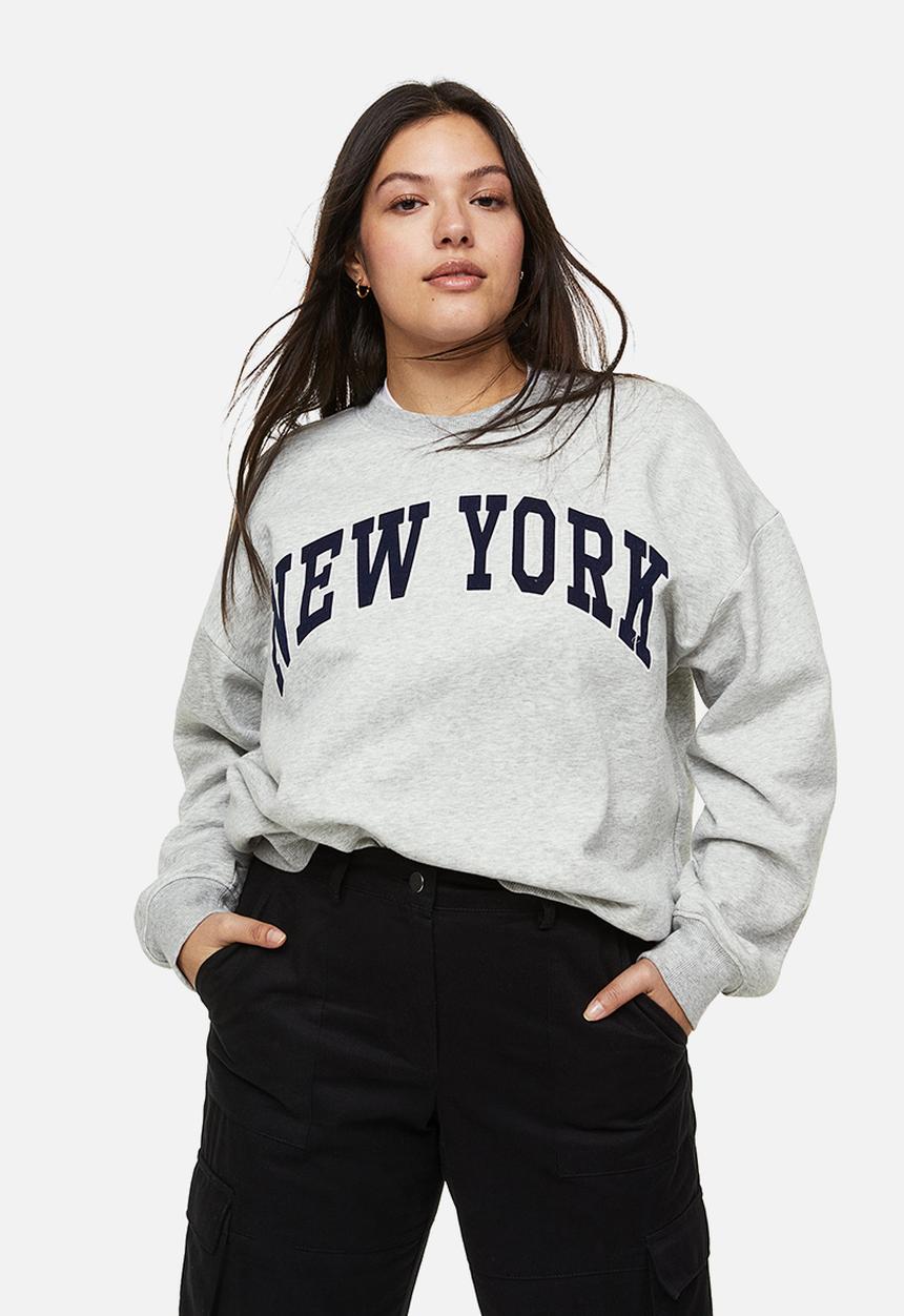 H&M - Printed sweatshirt - light grey marl/new york 
