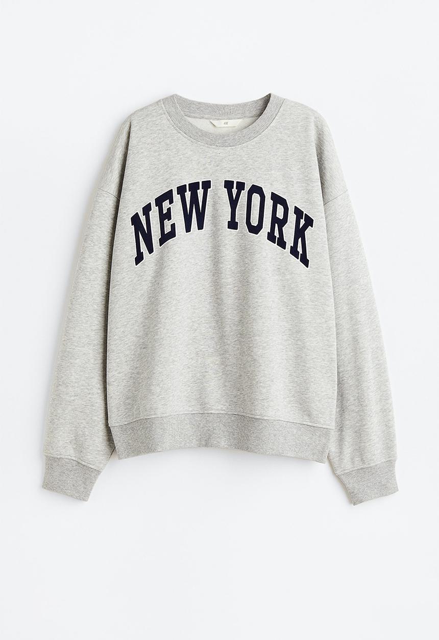 H&M - Printed sweatshirt - light grey marl/new york 