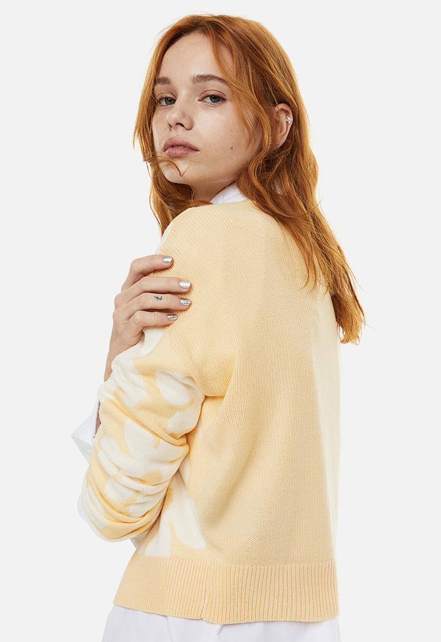 H&M - Jumper - light yellow/flowers