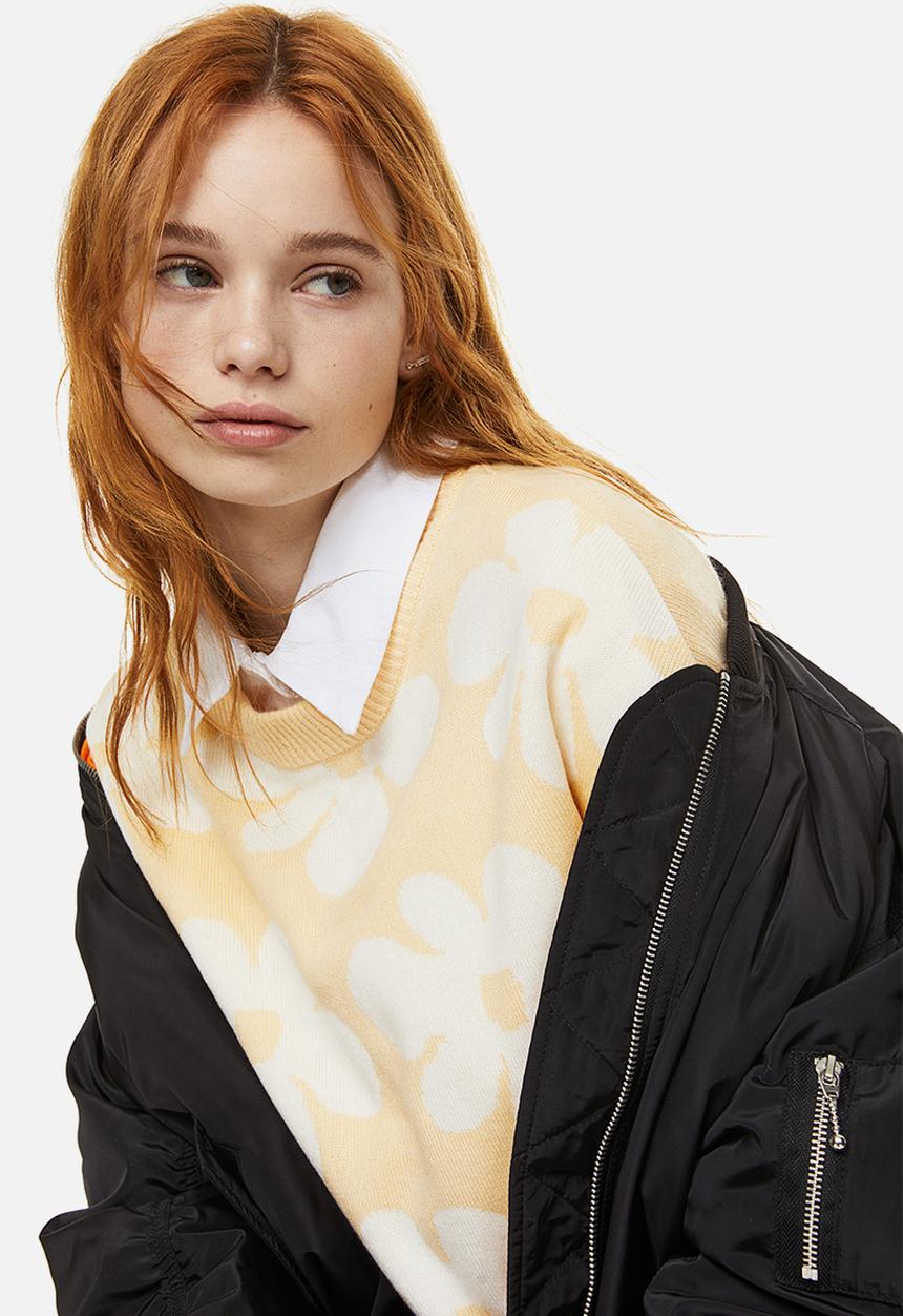 H&M - Jumper - light yellow/flowers