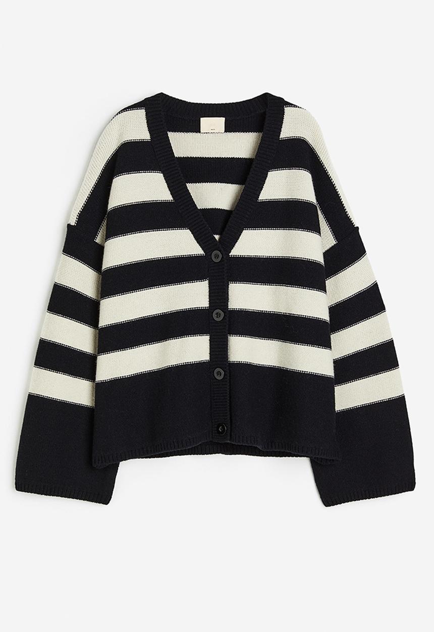H&M - Mohair-blend cardigan - black/striped