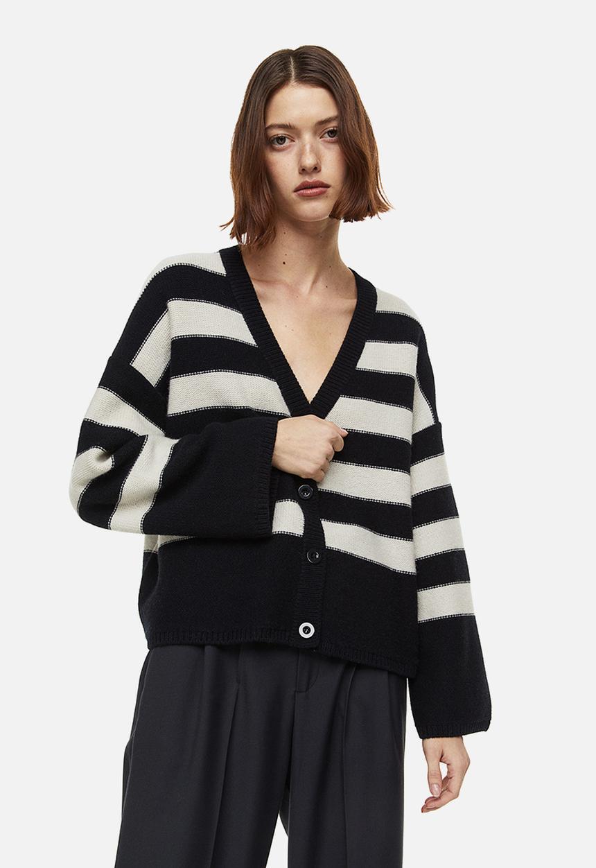 H&M - Mohair-blend cardigan - black/striped