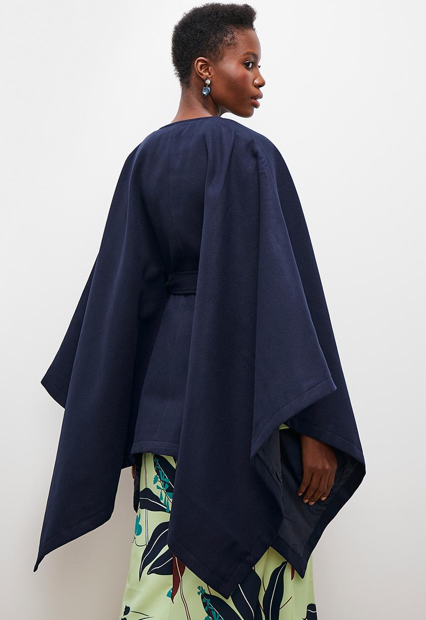 edit - Belted cape coat - ink