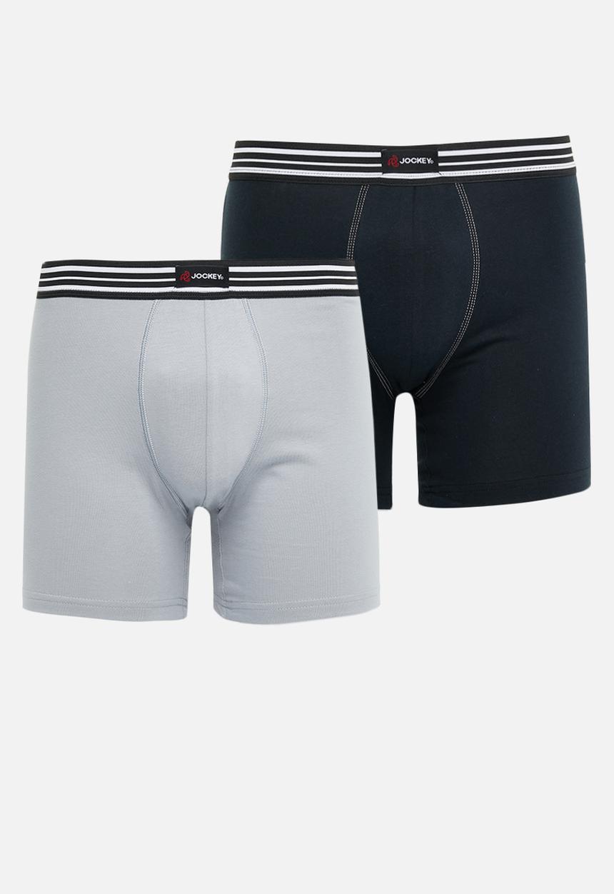 Jockey - 2 Pack long leg one up stretch pouch trunk  - black & springlake-blue