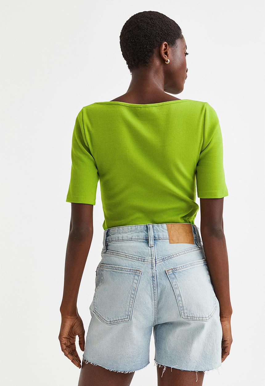H&M - Ribbed jersey top - green