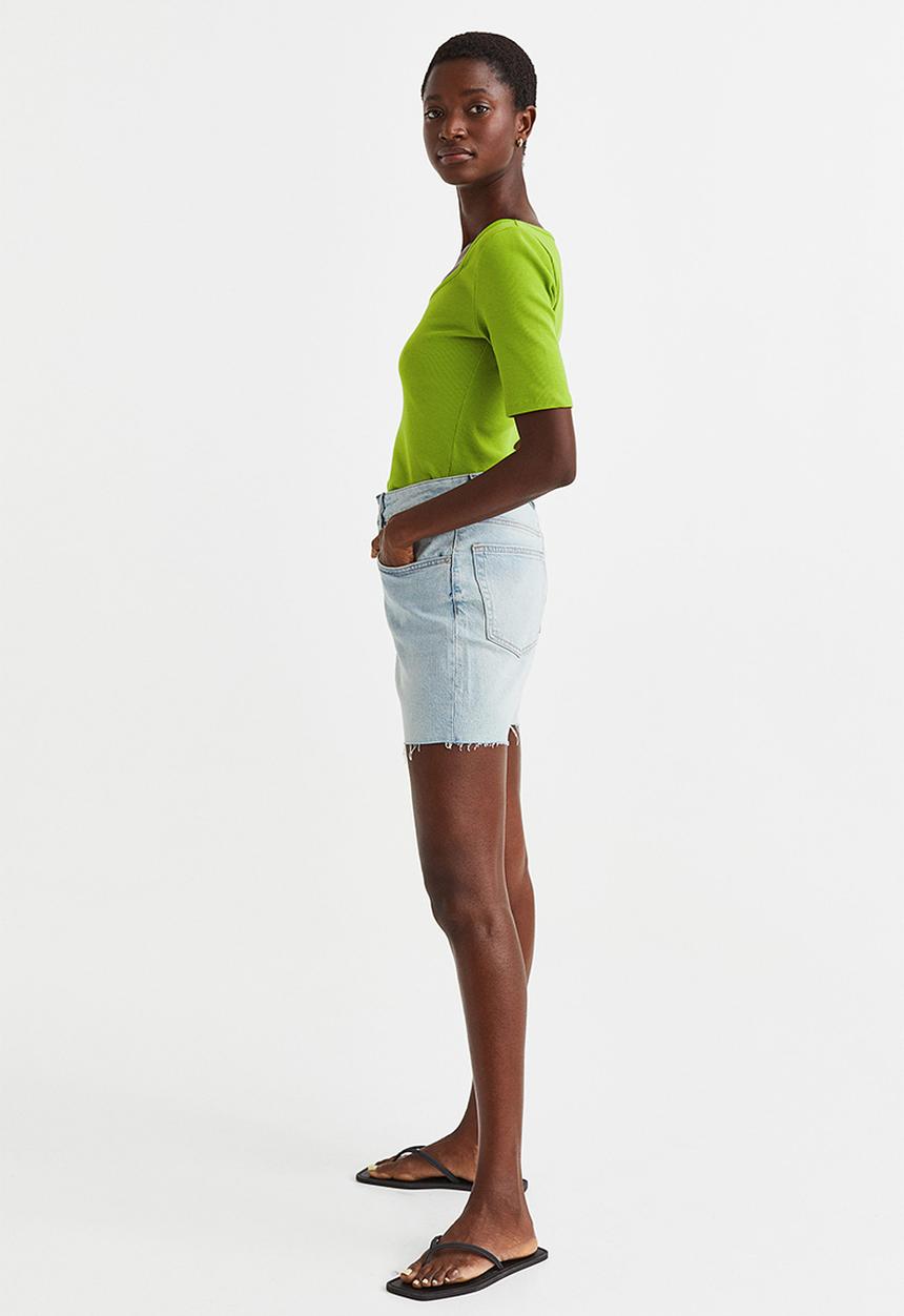 H&M - Ribbed jersey top - green
