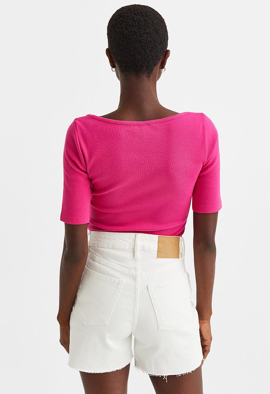 H&M - Ribbed jersey top - cerise