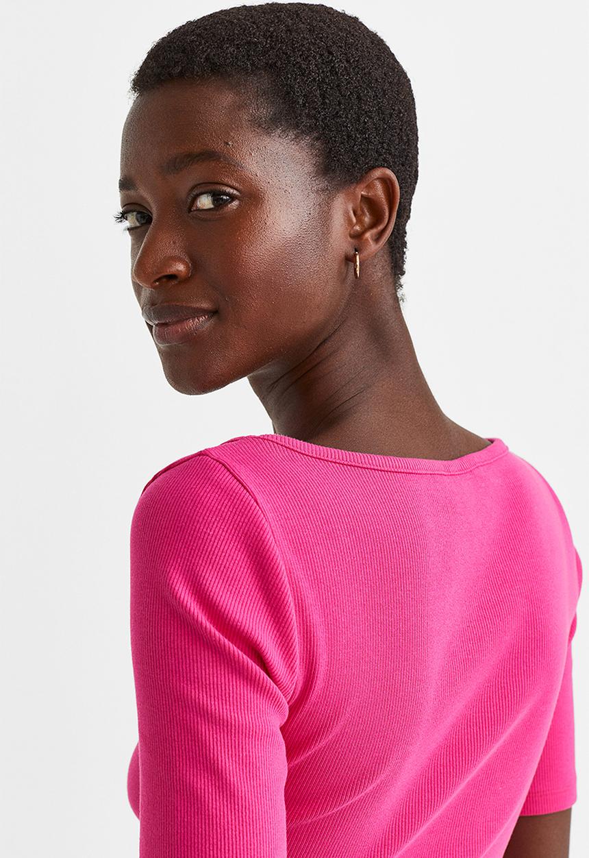 H&M - Ribbed jersey top - cerise