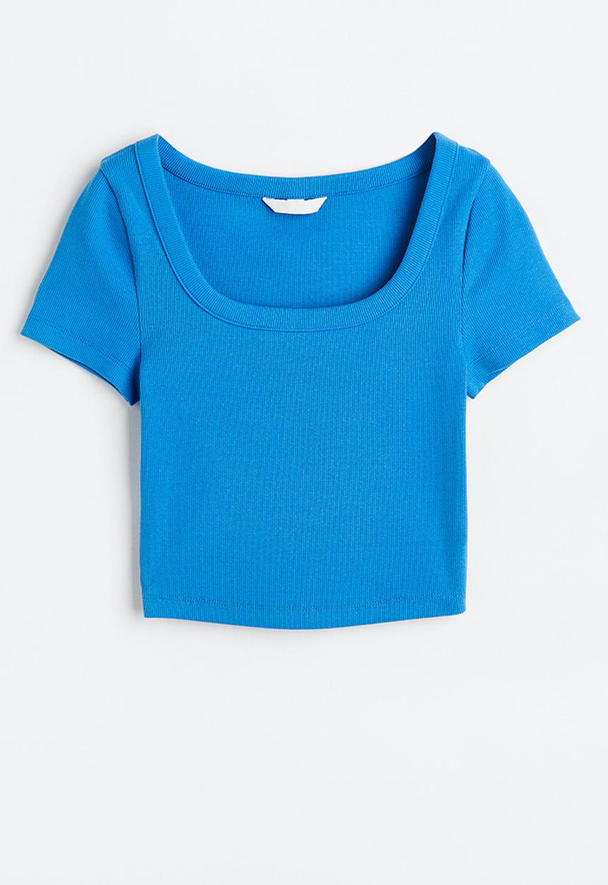 H&M - Ribbed cropped top - blue