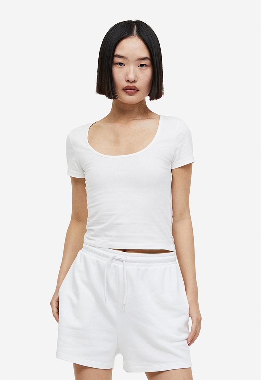 H&M - Cotton jersey top - white