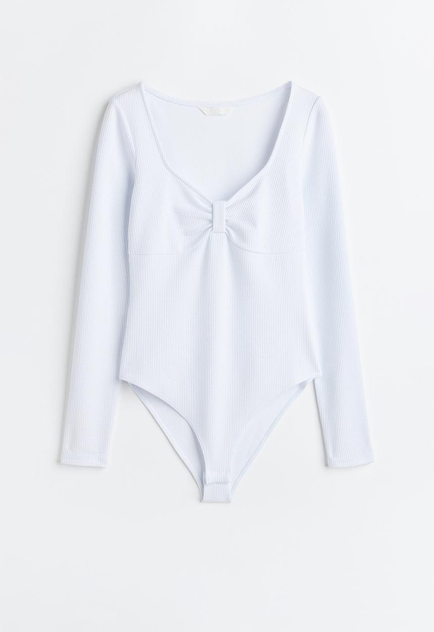 H&M - Ribbed jersey body - white