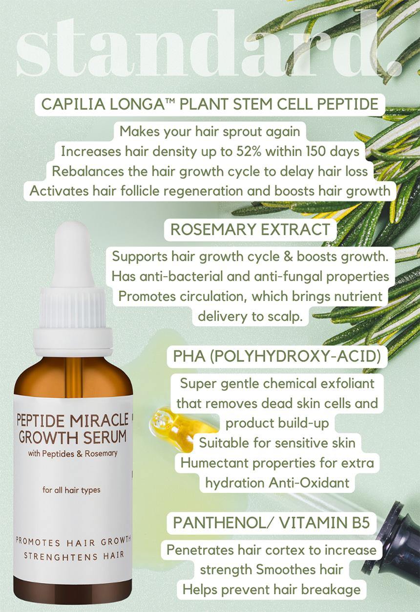 Standard Beauty - Miracle Growth Peptide Serum for Longer, Denser Hair in 150 days & Rosemary