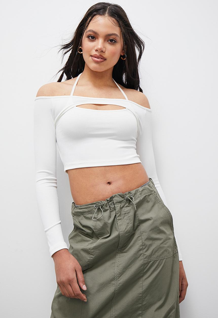 Blake - Strappy off the shoulder top - white