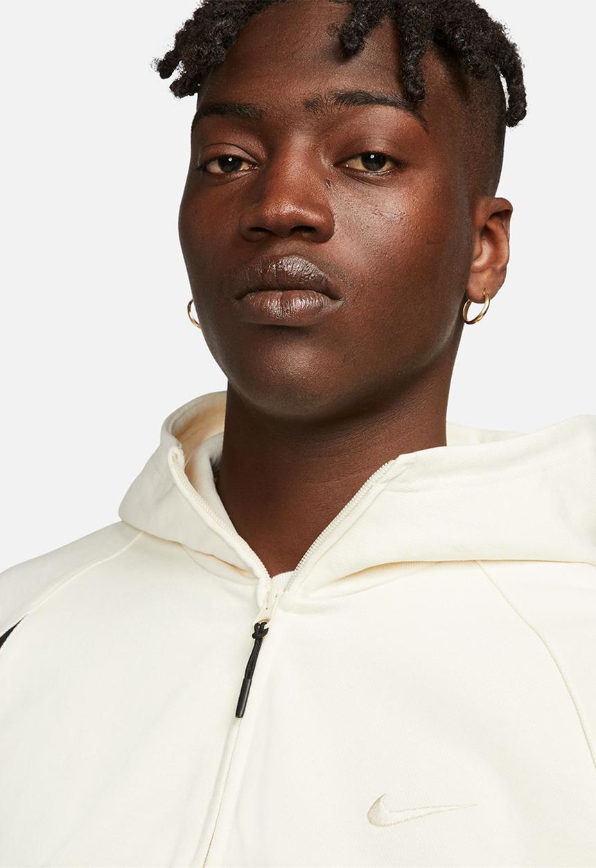 Nike - M nk swoosh flc hz hoodie - white/black