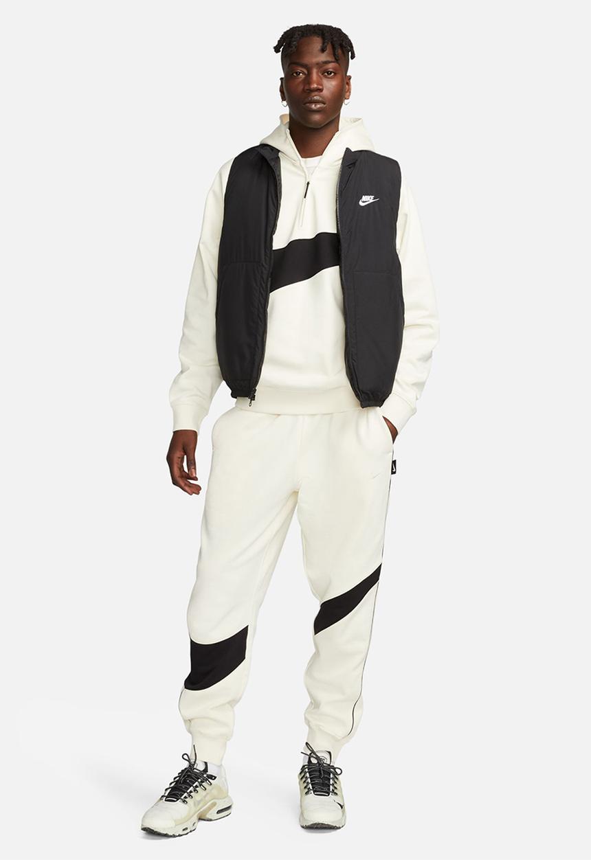 Nike - M nk swoosh flc hz hoodie - white/black