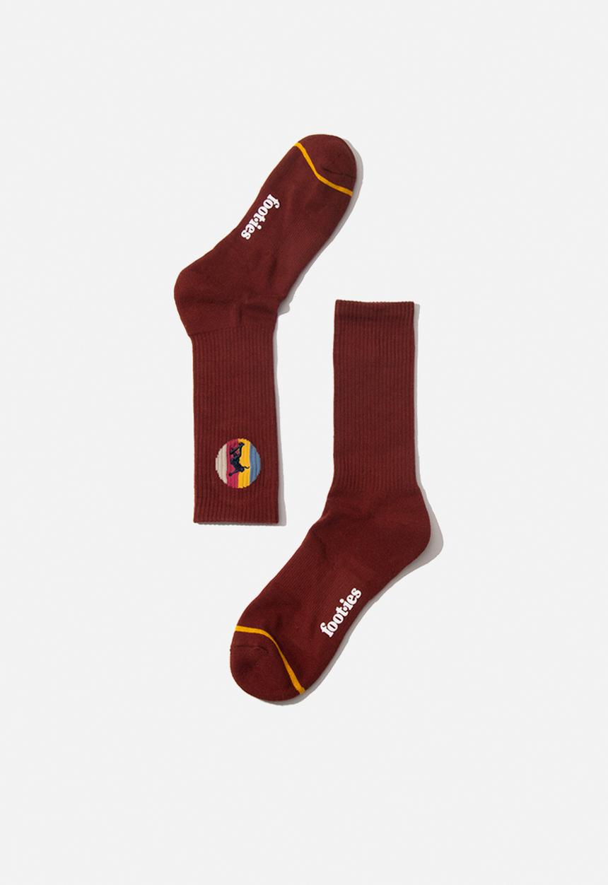 Foot-ies - Surf n skate 2 pack sneaker sock - cream & maroon