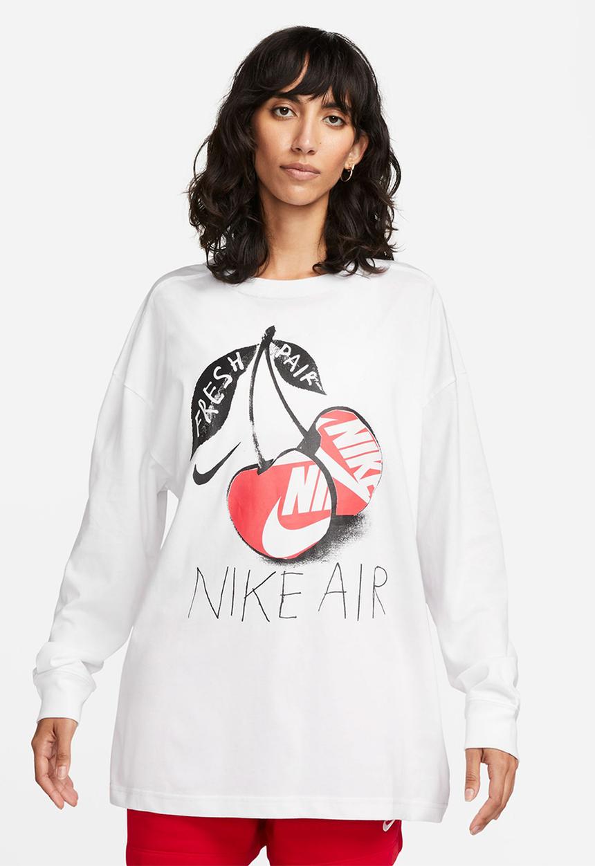 Nike - W nsw tee oc 3 ls os - white/black