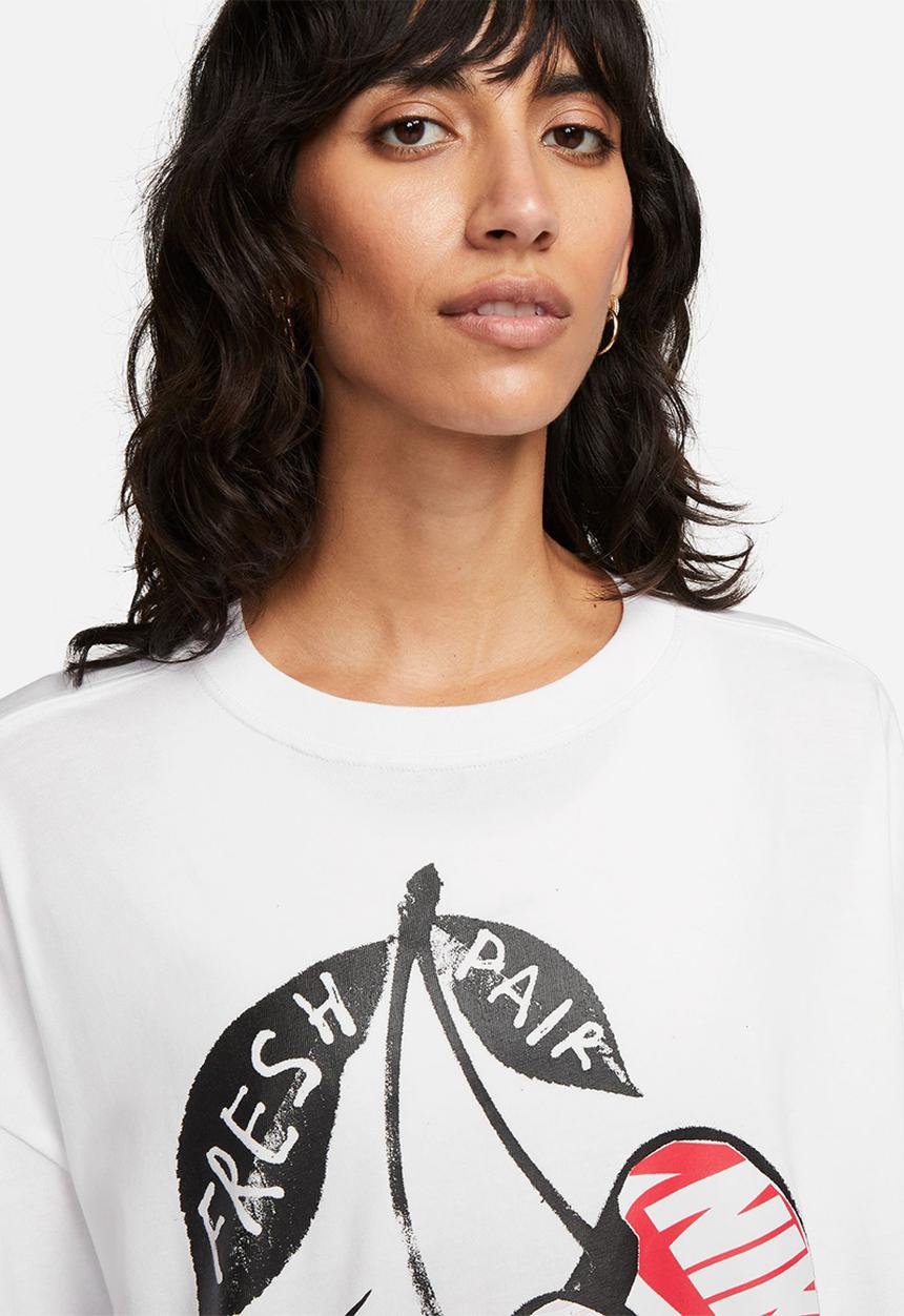 Nike - W nsw tee oc 3 ls os - white/black