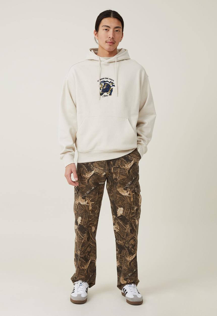 Cotton On - Oversized graphic hoodie - bone/japan panther