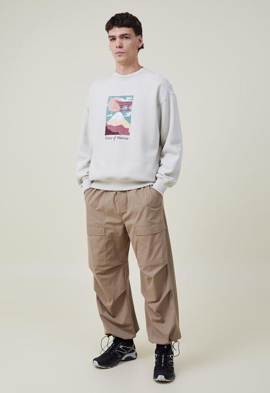 Cotton On - Oversized graphic sweater - ivory/peace of nature