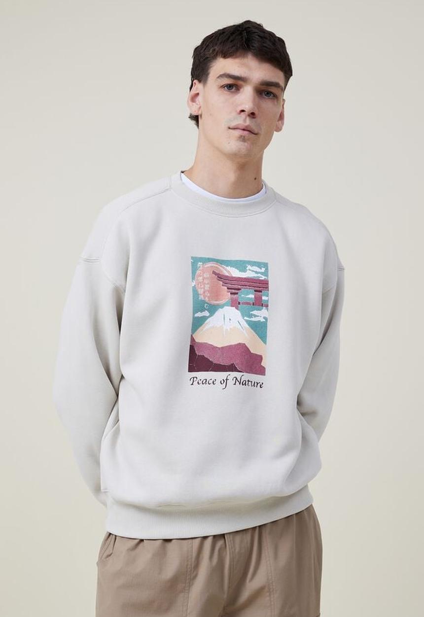 Cotton On - Oversized graphic sweater - ivory/peace of nature