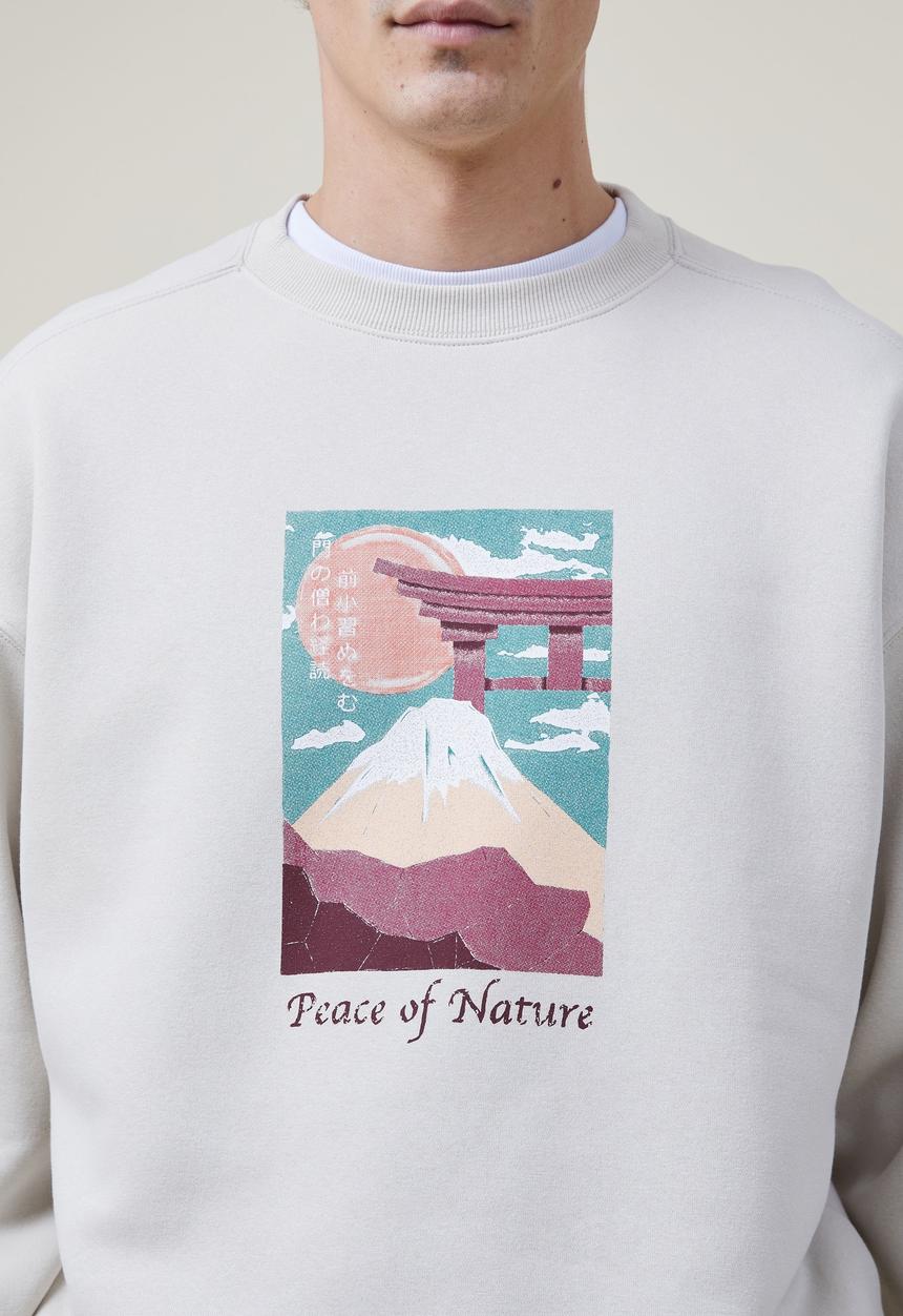 Cotton On - Oversized graphic sweater - ivory/peace of nature